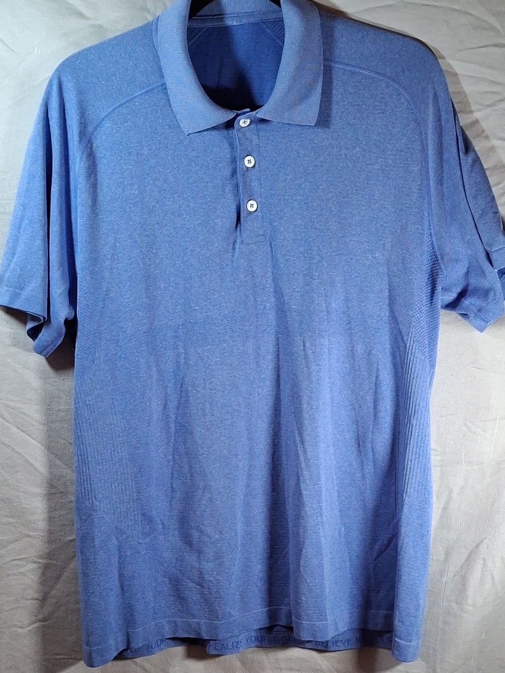Lululemon Men's Metal Vent Tech Short Sleeve Polo Shirt - Blue Heather - Size L